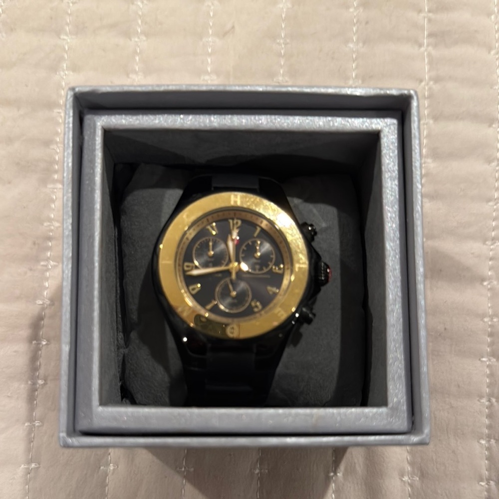 Michele Black and Gold Women's Watch